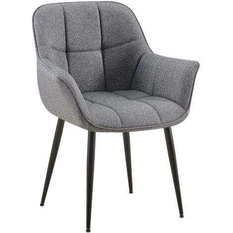 Silla con reposabrazos en tejido acolchado gris estructura de metal negro confort premium 100007473