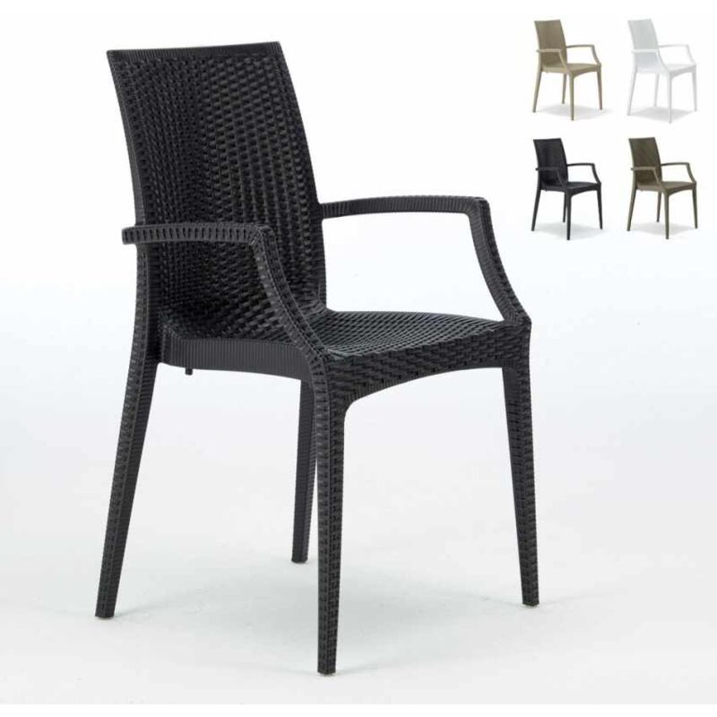 

Silla con reposabrazos poliratán cafetería bar restaurante Bistrot Arm Grand Soleil | Negro