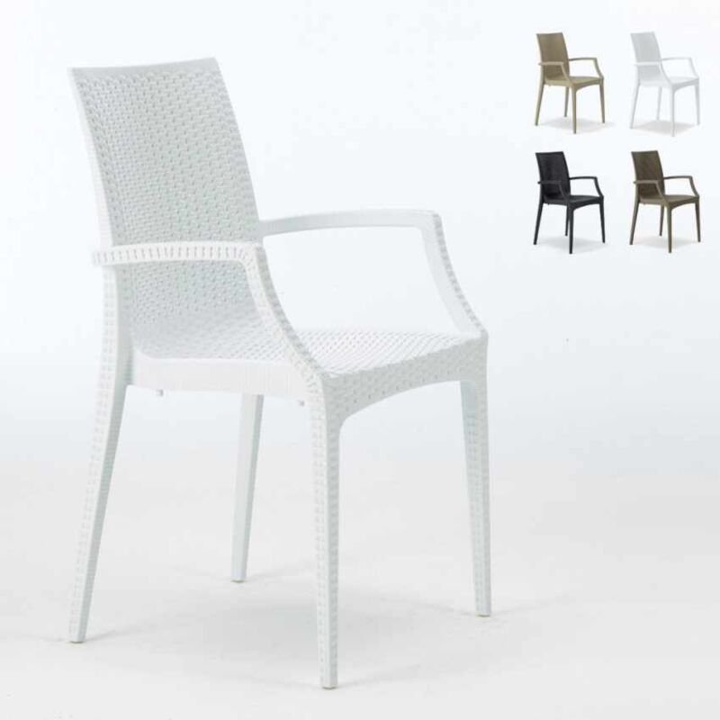 

Silla con reposabrazos poliratán cafetería bar restaurante Bistrot Arm Grand Soleil | Blanco