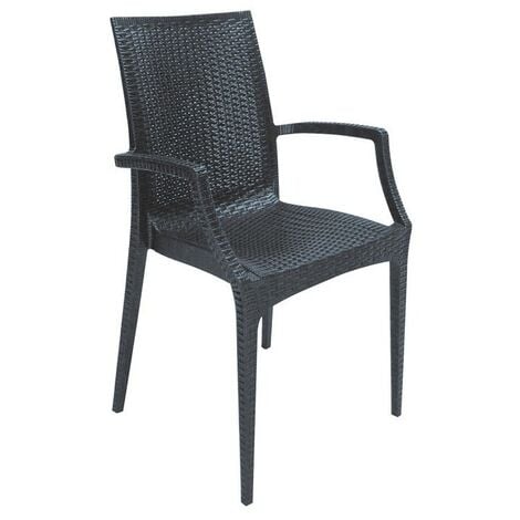 SILLA CON REPOSABRAZOS RATTAN BISTROT - Gris Antracita