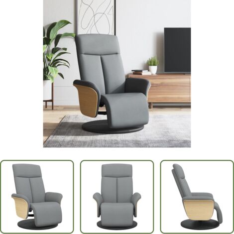 Silla con reposapiés -  Sillón reclinable con reposapiés tela gris claro