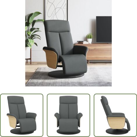 Silla con reposapiés -  Sillón reclinable con reposapiés tela gris oscuro