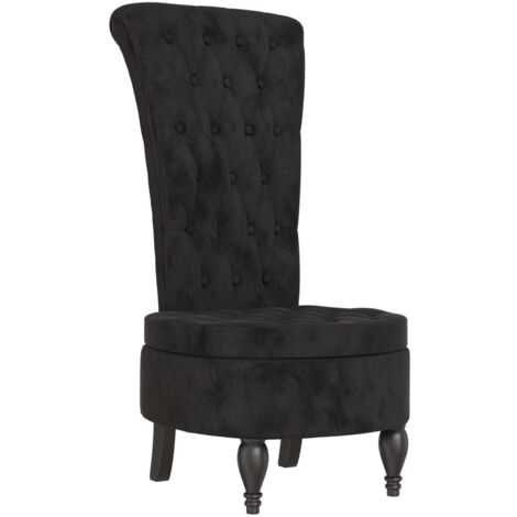 Silla con respaldo alto en terciopelo negro con respaldo acolchado DEC026249
