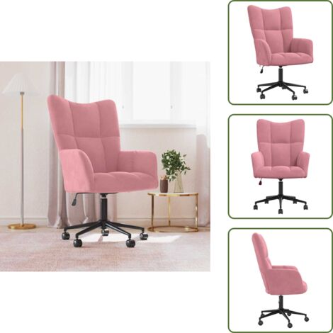 Silla con ruedas giratorias - vidaXL Sillón de relax de terciopelo rosa - Silla con mecanismo de elevación de gas