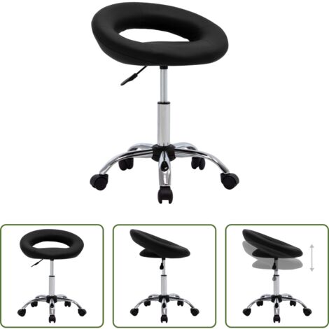 Silla con ruedas -  Silla de trabajo con ruedas cuero sintético negro
