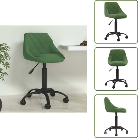 Silla con ruedas - vidaXL Silla de comedor de terciopelo verde oscuro - Silla con elevación de gas