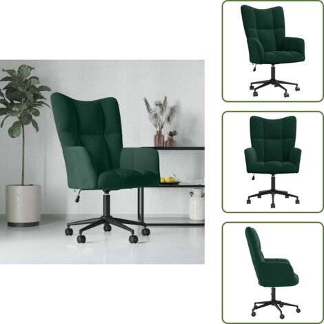 Silla con ruedas - vidaXL Sillón de relax de terciopelo verde oscuro - Silla ajustable