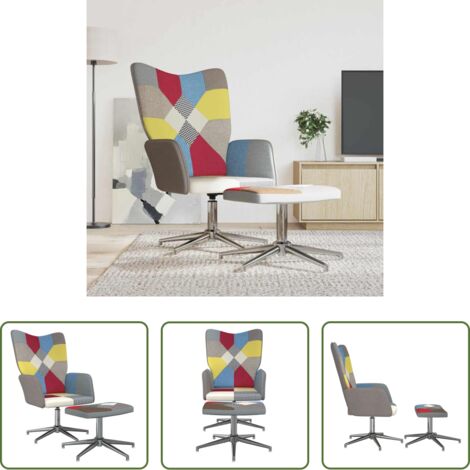 Silla con taburete -  Silla de relax con taburete tela patchwork