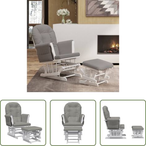 Silla con taburete -  Sillón de lactancia con taburete tela gris claro