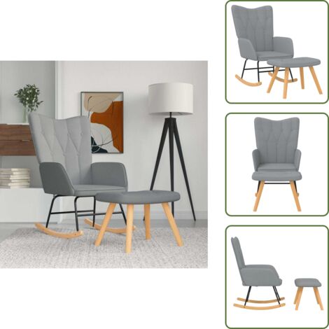 Silla con taburete - vidaXL Silla mecedora con reposapiés tela gris claro - Mecedora con taburete