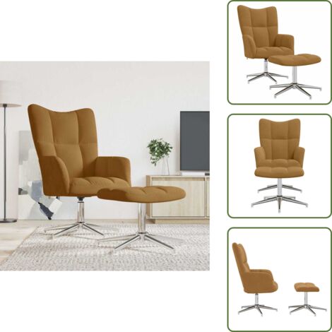 Silla con taburete - vidaXL Sillón de relax con taburete terciopelo marrón - Silla de terciopelo