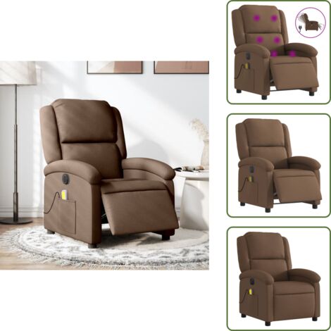 Silla con vibración - vidaXL Sillón reclinable de masaje eléctrico tela marrón - Silla de descanso