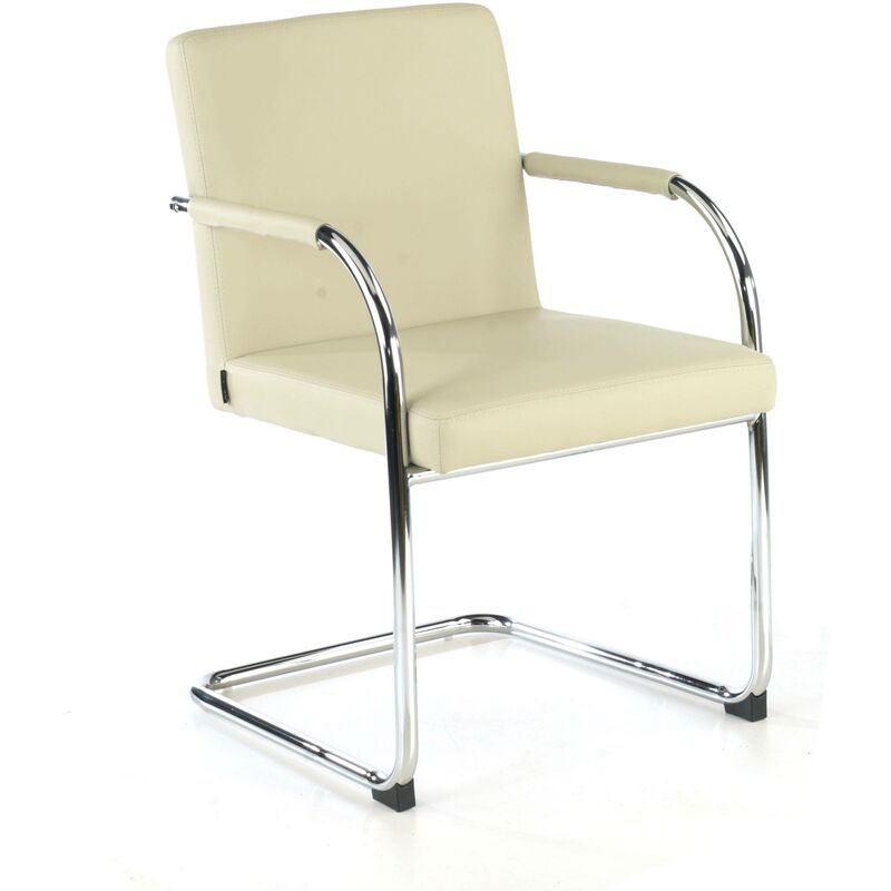 

Silla confidente de diseño Brandy, patin cromado beige - beige