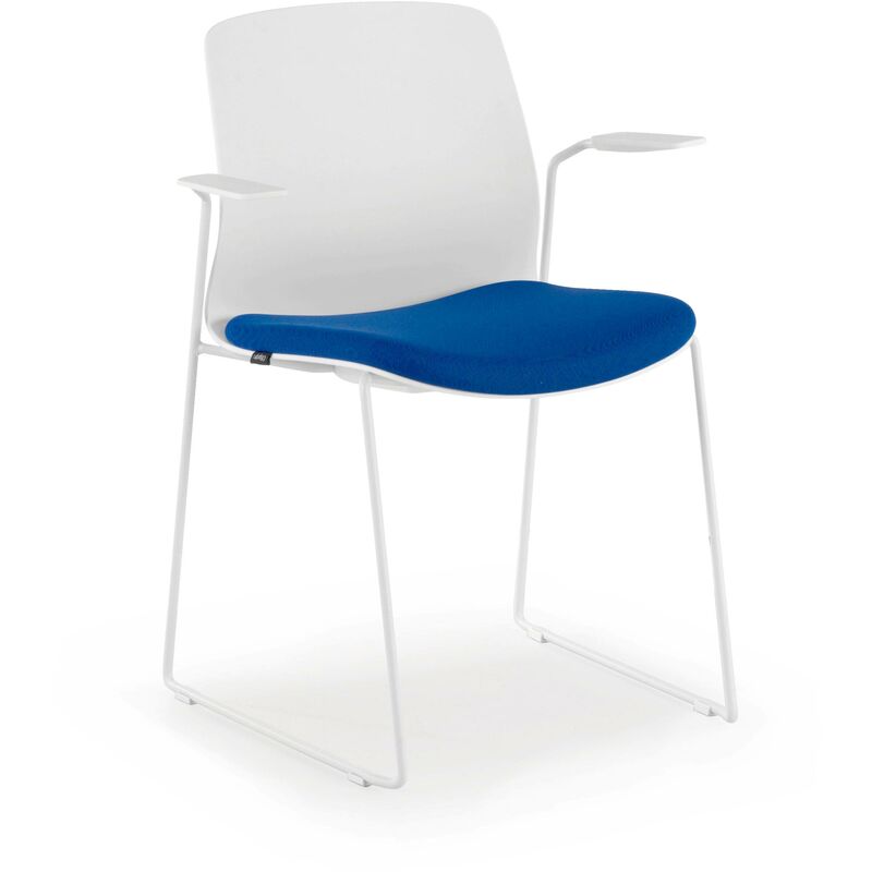 

Silla confidente Nexus con brazos, estructura patin azul - azul