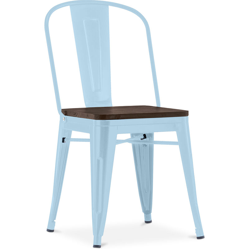 

Silla cuadrada Stylix - Metal y madera oscura Azul claro