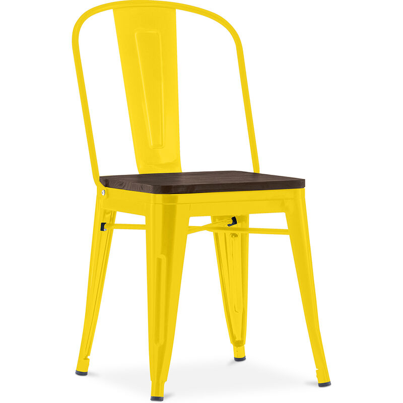 

Silla cuadrada Stylix - Metal y madera oscura Amarillo