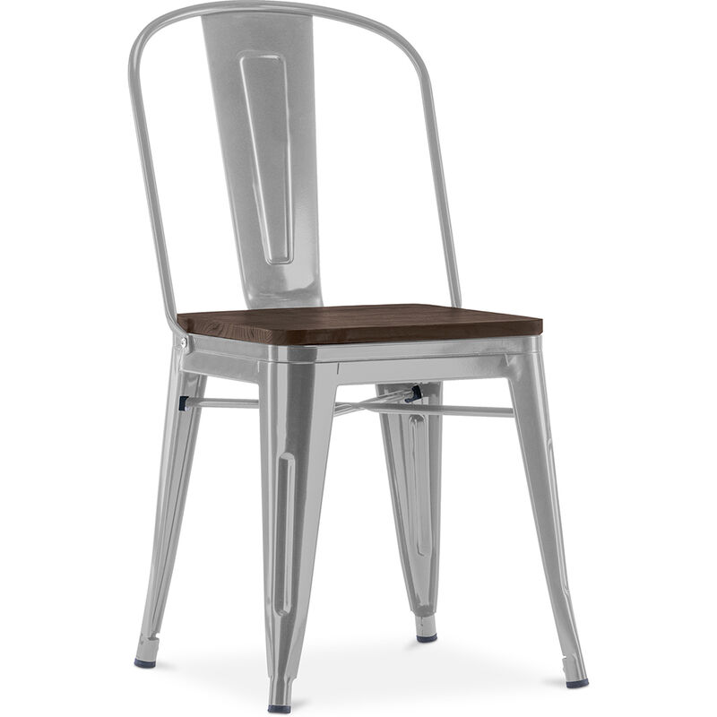 

Silla cuadrada Stylix - Metal y madera oscura Gris claro