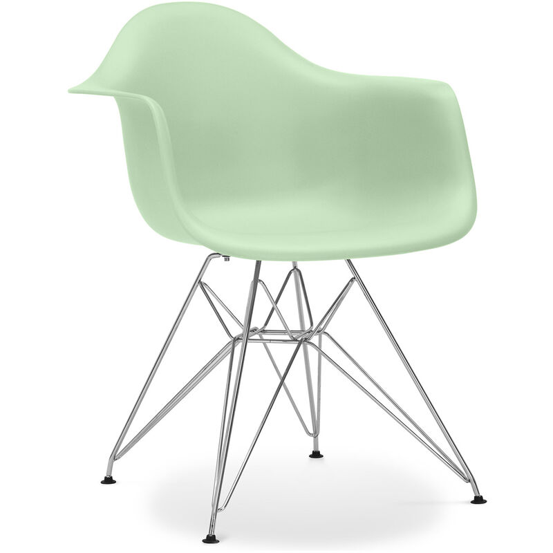 

Silla de comedor James Metal con reposabrazos Estilo Escandinavo Diseño Premium Mate Verde pastel