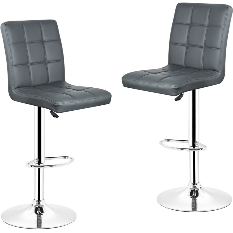 

SILLA DE 2 BARRAS, TABURETE DE BARRA AJUSTABLE- Asiento ROTATIVO GRIS 360 °