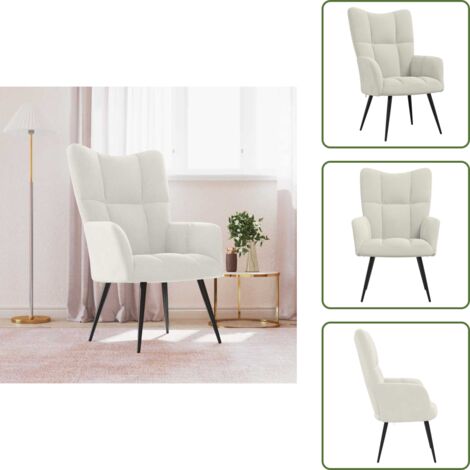 Silla de acero - vidaXL Sillón de relax de terciopelo color blanco crema - Silla cómoda