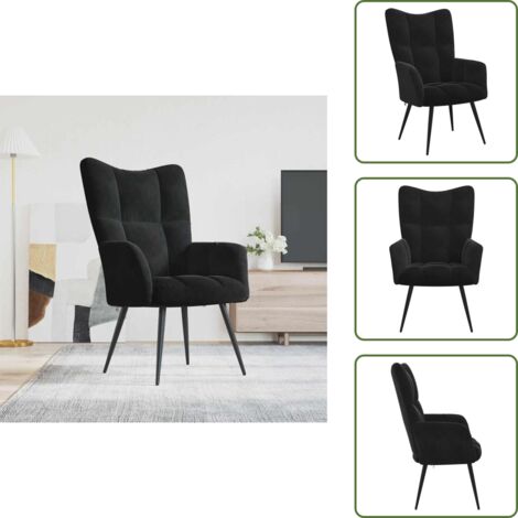 Silla de acero - vidaXL Sillón de relax de terciopelo negro - Silla cómoda