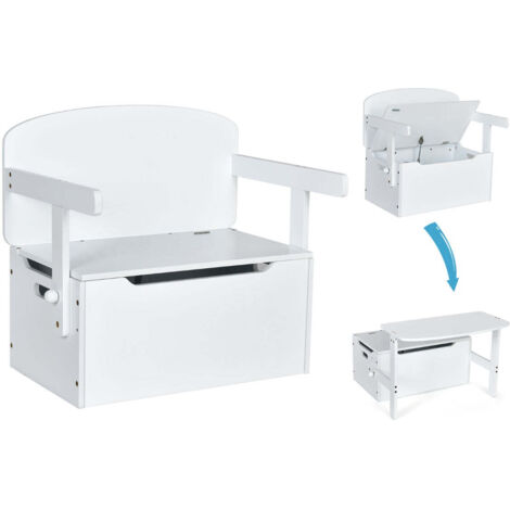 Silla de actividades convertible 60 x 34 x 57 cm con compartimento de almacenamiento diseño ergonómico y elegante en MDF blanco 200011071