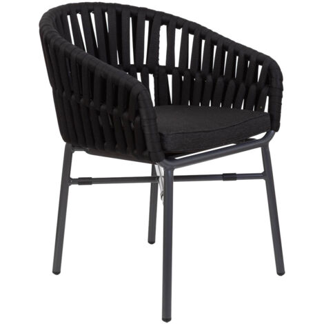 Silla de aluminio con cuerda negro 58x61x77