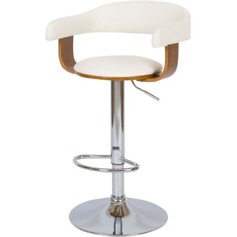 Silla de bar ajustable 62/84 cm en cuero artificial blanco - Harold