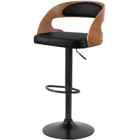 Silla de bar ajustable 62/84 cm en piel sintética negra - Louis