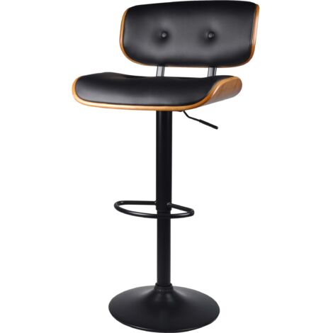 Silla de bar ajustable 65/86 cm en piel sintética negra - Melchior