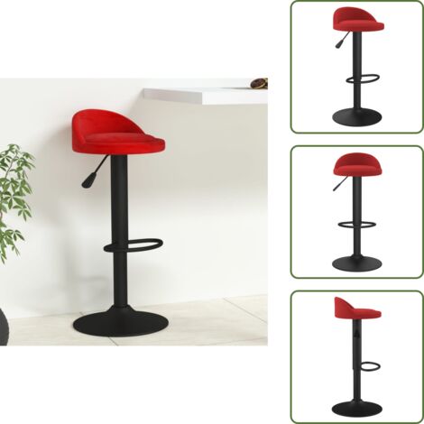 Silla de bar ajustable - vidaXL Taburete de cocina de terciopelo color vino tinto - Silla de bar con elevación de gas