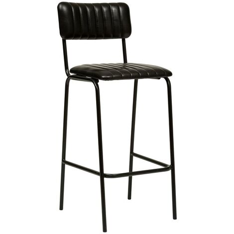 Silla de bar 'Dario' negra - metal y cuero - Atmosphera créateur d'intérieur