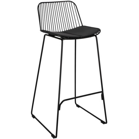 SILLA DE BAR Taburete alto Dill con cojín negro