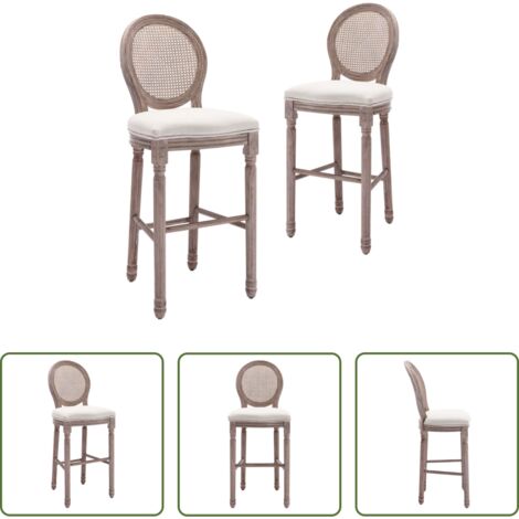 Silla de bar -  Taburete de cocina 2 unidades lino blanco