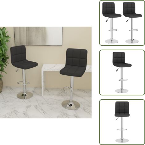 Silla de bar - vidaXL Taburetes de cocina 2 unidades tela negro - Taburete ajustable