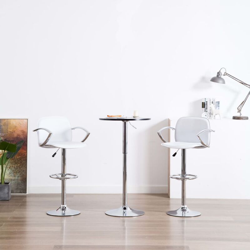 

Silla de barra cocina reposabrazos 2 uds cuero sintético blanco