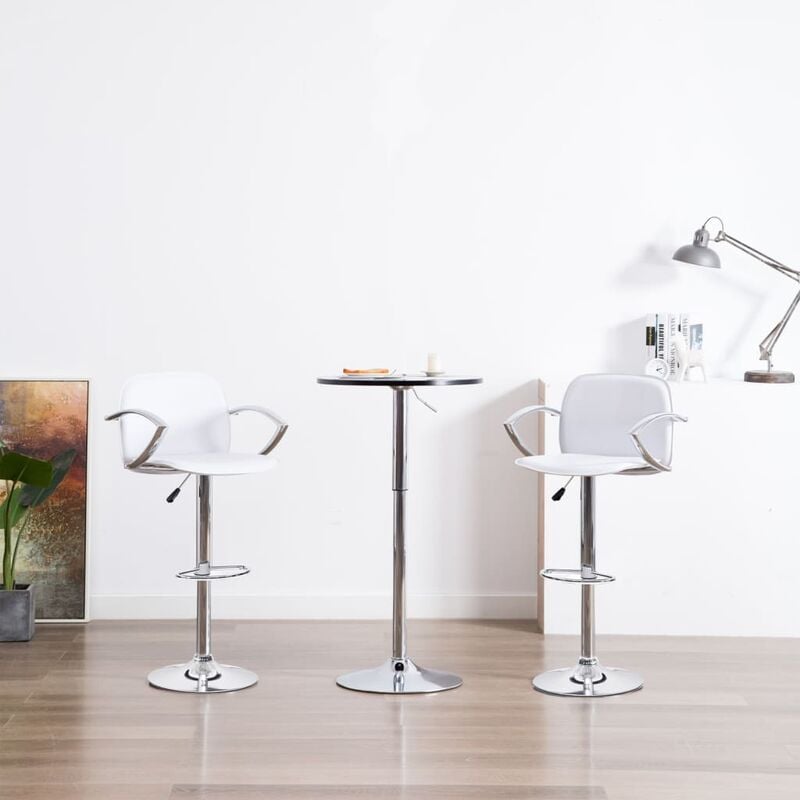 

Silla de barra cocina reposabrazos 2 uds cuero sintético blanco - Blanco