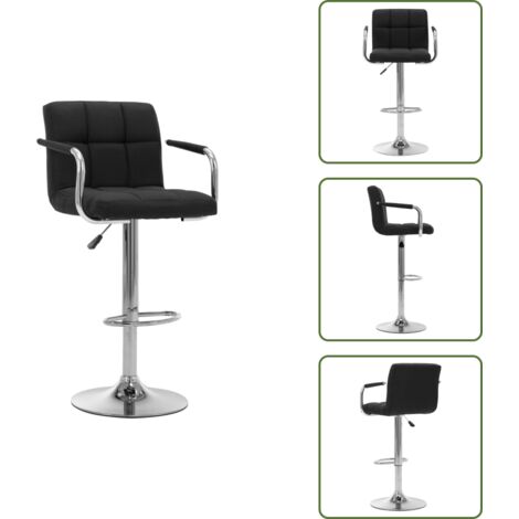 Silla de barra - vidaXL Taburete de barra de cocina de tela negro - Silla de cocina con respaldo