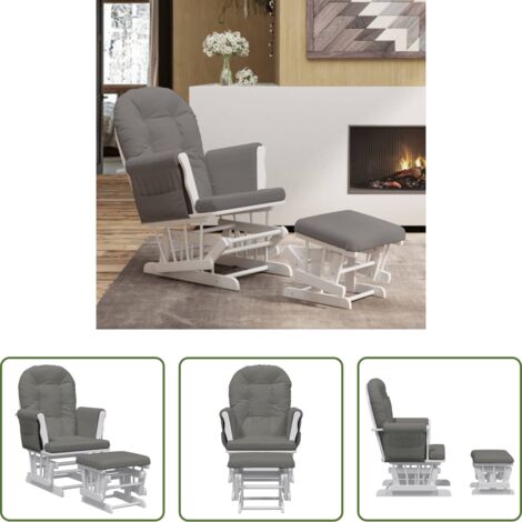 Silla de bebé -  Sillón de lactancia con taburete tela gris oscuro