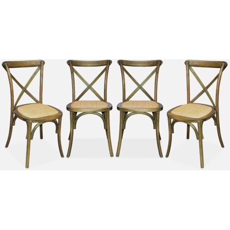 Silla de bistró vintage de madera, set de 4
