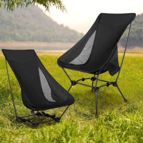 Silla de camping con respaldo alto, plegable, 120 kg, ligera, con 2 bolsillos laterales, ultraligera, para exteriores, senderismo (04)