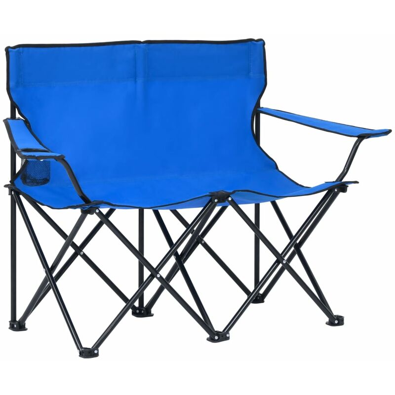 

Silla de camping plegable de 2 plazas acero y tela azul - Azul