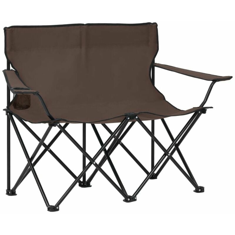 

Silla de camping plegable de 2 plazas acero y tela gris taupe