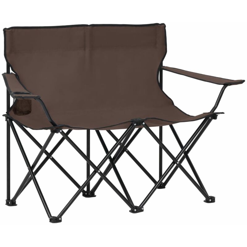 

Silla de camping plegable de 2 plazas acero y tela gris taupe