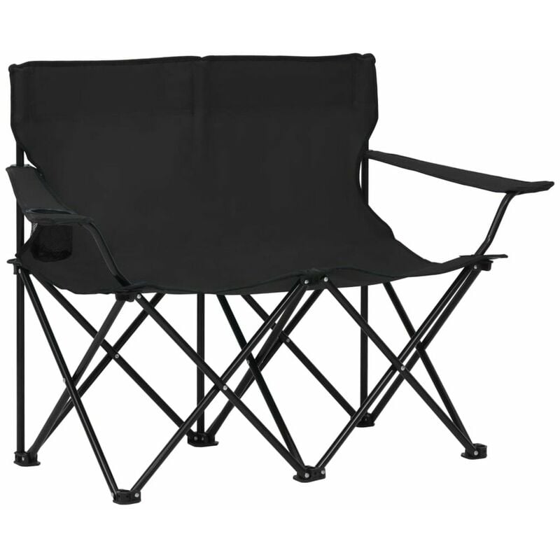 

Silla de camping plegable de 2 plazas acero y tela negro