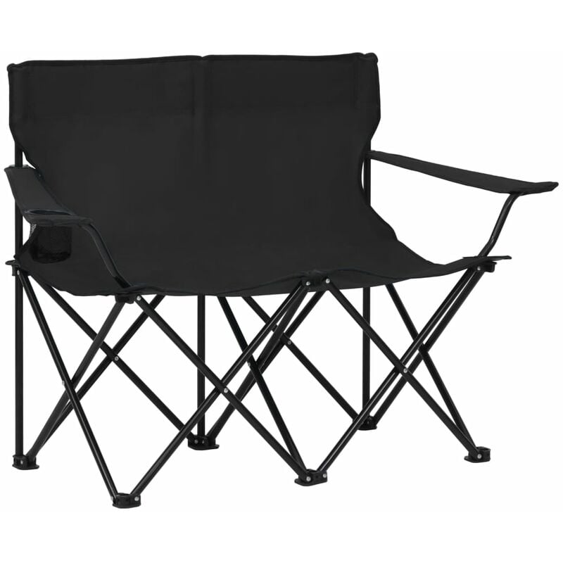

Silla de camping plegable de 2 plazas acero y tela negro - Negro