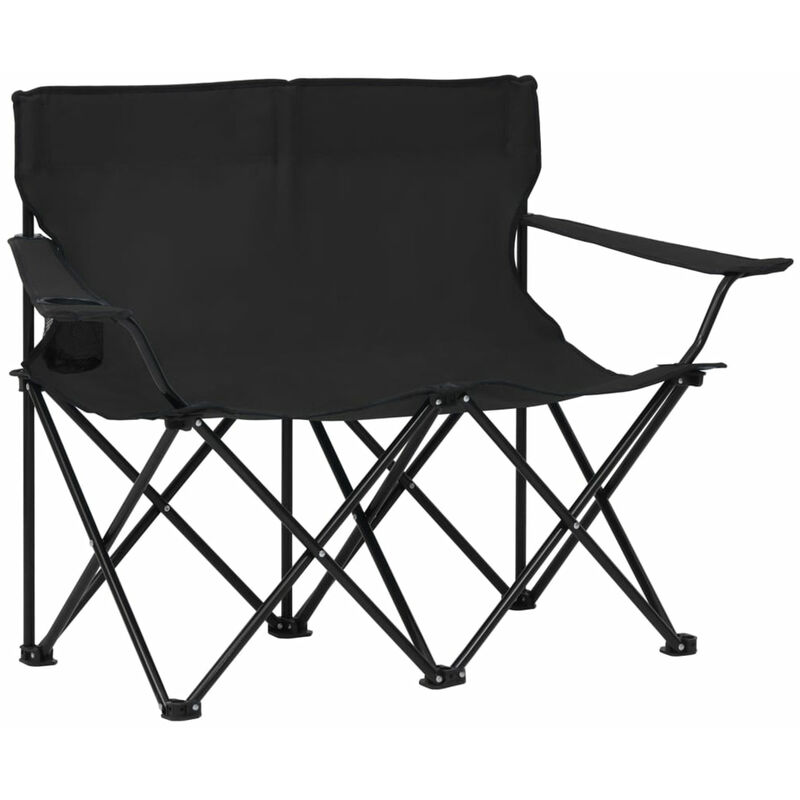 

Silla de camping plegable de 2 plazas acero y tela negro