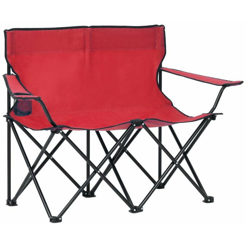 

Silla de camping plegable de 2 plazas acero y tela rojo
