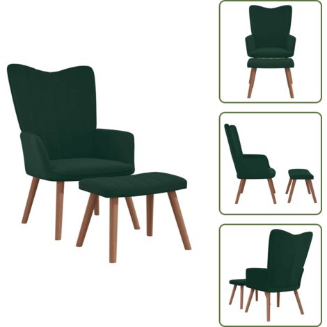 Silla de casa - vidaXL Sillón de relax con taburete terciopelo verde oscuro - Silla de estar