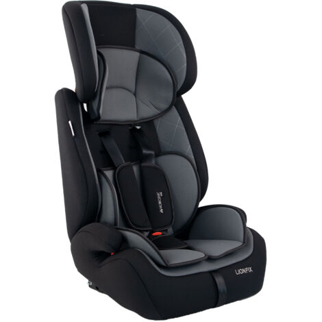 Silla de coche bebé Isofix Grupo 1 2 3 5 puntos de anclaje De 9 a 36 kg Respaldo extraíble Gris Lionfix Mobiclinic